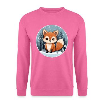Füchschen im Schnee - Unisex Pullover - Pink - Vorne