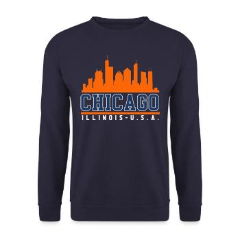 Chicago Illinois Skyline - Unisex Sweatshirt - navy - Front - Alina (178cm) & Michal (187cm)