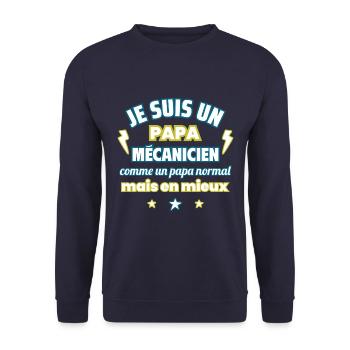 Papa mécanicien, cadeau fête des pères,Noël - Sweat-shirt Unisexe - marine - Devant - Alina (178cm) & Michal (187cm)