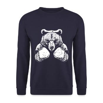 Grizzly Bear Boxing Fighter MMA - Unisex Sweatshirt - navy - Front - Alina (178cm) & Michal (187cm)