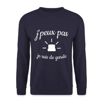 Je suis de Garde T-shirt Humour - Sweat-shirt Unisexe - marine - Devant - Alina (178cm) & Michal (187cm)