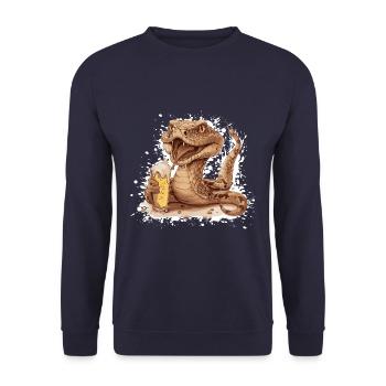 Schlange Kobra Bier Lustig - Unisex Pullover - Navy - Vorne - Alina (178cm) & Michal (187cm)