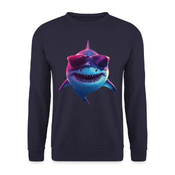 Hai mit Sonnenbrille - Unisex Pullover - Navy - Vorne - Alina (178cm) & Michal (187cm)