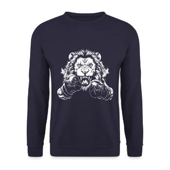 Lion Boxing Fighter MMA - Unisex Sweatshirt - navy - Front - Alina (178cm) & Michal (187cm)