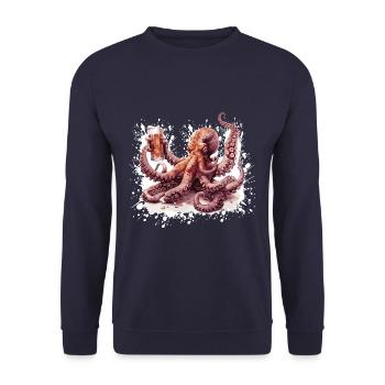 Octopus Beer Funny - Unisex Sweatshirt - navy - Front - Alina (178cm) & Michal (187cm)