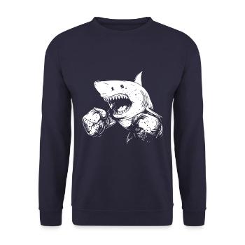 Hai Boxen Kämpfer MMA - Unisex Pullover - Navy - Vorne - Alina (178cm) & Michal (187cm)