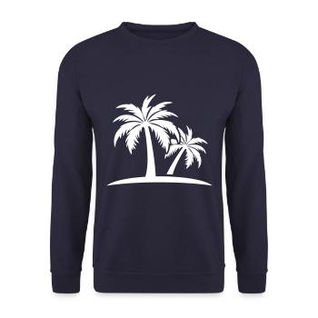 Palmen Insel - Unisex Pullover - Navy - Vorne - Alina (178cm) & Michal (187cm)