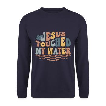 Jésus a touché mon eau - Jésus-Christ - Sweat-shirt Unisexe - marine - Devant - Alina (178cm) & Michal (187cm)
