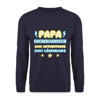 Papa snowboardeur,fête des pères,Snowboard,Humour - Sweat-shirt Unisexe - marine - Devant - Alina (178cm) & Michal (187cm)