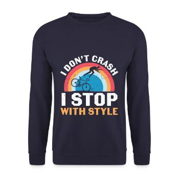 Drôle de cyclisme je ne m’écrase pas je m’arrête avec style - Sweat-shirt Unisexe - marine - Devant - Alina (178cm) & Michal (187cm)