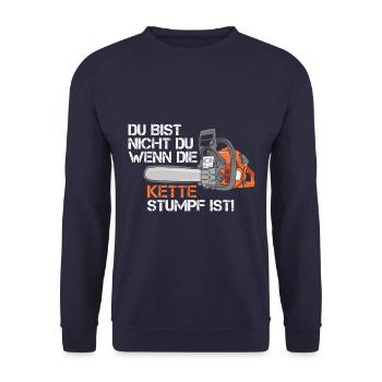Forstwirt Förster Holzfäller Schreiner Kette - Unisex Pullover - Navy - Vorne - Alina (178cm) & Michal (187cm)