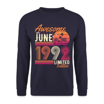 Juni 1992 Vintage Jahrgang Retro Geburtstag - Unisex Pullover - Navy - Vorne - Alina (178cm) & Michal (187cm)