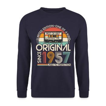 Original 1957 Vintage Vintage Rétro Anniversaire - Sweat-shirt Unisexe - marine - Devant - Alina (178cm) & Michal (187cm)