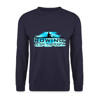 Rudern ist meine Therapie, Rudern, Ruderer - Unisex Pullover - Navy - Vorne - Alina (178cm) & Michal (187cm)
