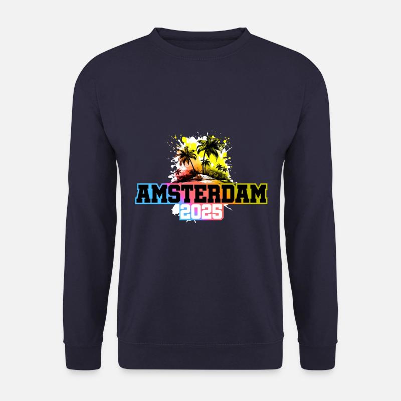 Amsterdam 2025 Palmen Bunt - Unisex Pullover - Navy