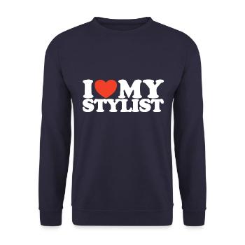 J’aime ma chemise coeur Styliste - Sweat-shirt Unisexe - marine - Devant - Alina (178cm) & Michal (187cm)