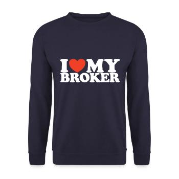 J’aime ma chemise Broker Heart - Sweat-shirt Unisexe - marine - Devant - Alina (178cm) & Michal (187cm)