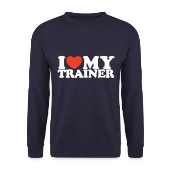 I Love My Trainer Heart Shirt - Unisex Sweatshirt - navy - Front - Alina (178cm) & Michal (187cm)