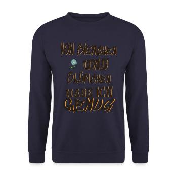 Von Bienchen und Blümchen hab ich genug - Unisex Pullover - Navy - Vorne - Alina (178cm) & Michal (187cm)