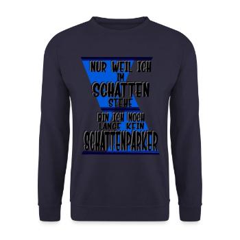 Nur weil ich im Schatten stehe, Schattenparker - Unisex Pullover - Navy - Vorne - Alina (178cm) & Michal (187cm)