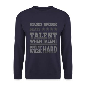 Hard Work beats Talent Fitness Gym Motivation - Unisex Sweatshirt - navy - Front - Alina (178cm) & Michal (187cm)