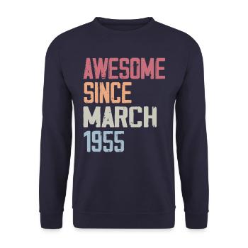 1955 March Birth Birthday March 1955 Gift - Unisex Sweatshirt - navy - Front - Alina (178cm) & Michal (187cm)