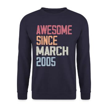 2005 Mars Naissance Anniversaire Mars 2005 Cadeau - Sweat-shirt Unisexe - marine - Devant - Alina (178cm) & Michal (187cm)