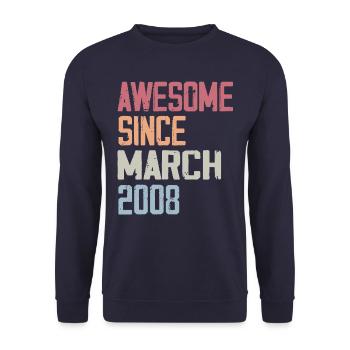 2008 March Birth Birthday March 2008 Gift - Unisex Sweatshirt - navy - Front - Alina (178cm) & Michal (187cm)