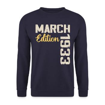 March 1933 Birthday Gift March 1933 - Unisex Sweatshirt - navy - Front - Alina (178cm) & Michal (187cm)