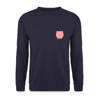 Piggy cochon porte-bonheur - Sweat-shirt Unisexe - marine - Devant - Alina (178cm) & Michal (187cm)
