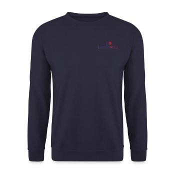 FoundLux, I LOVE AMERICAN FOOTBALL MY HELMET - Unisex Pullover - Navy - Vorne - Alina (178cm) & Michal (187cm)