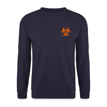 Biohazard symbol Orange Auf dem Herzen - Unisex Pullover - Navy - Vorne - Alina (178cm) & Michal (187cm)