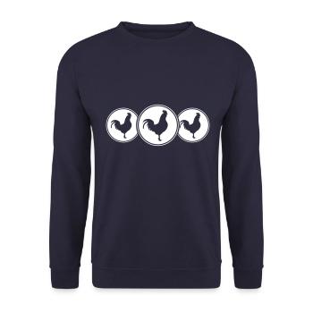 rooster silhouette circle icon - Unisex Sweatshirt - navy - Front - Alina (178cm) & Michal (187cm)