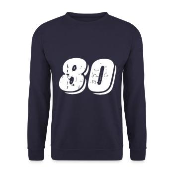 80 Zahl Symbol - Unisex Pullover - Navy - Vorne - Alina (178cm) & Michal (187cm)
