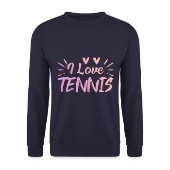 I love tennis - Unisex Sweatshirt - navy - Front - Alina (178cm) & Michal (187cm)