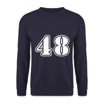 48 Zahl symbol - Unisex Pullover - Navy - Vorne - Alina (178cm) & Michal (187cm)