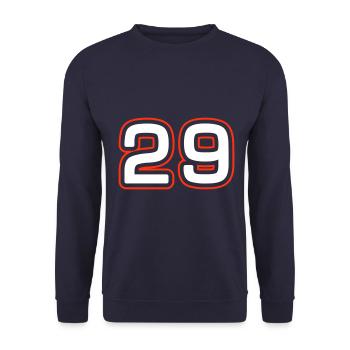 29 Zahl symbol - Unisex Pullover - Navy - Vorne - Alina (178cm) & Michal (187cm)