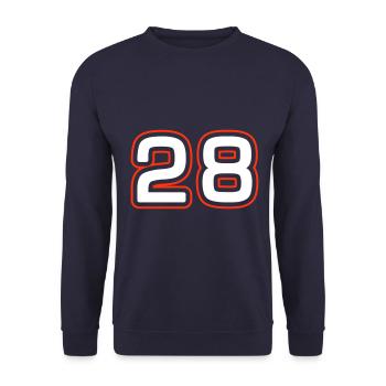 28 Zahl symbol - Unisex Pullover - Navy - Vorne - Alina (178cm) & Michal (187cm)