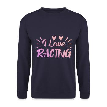 Ich liebe Rennen - Unisex Pullover - Navy - Vorne - Alina (178cm) & Michal (187cm)