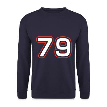 79 Zahl Symbol - Unisex Pullover - Navy - Vorne - Alina (178cm) & Michal (187cm)