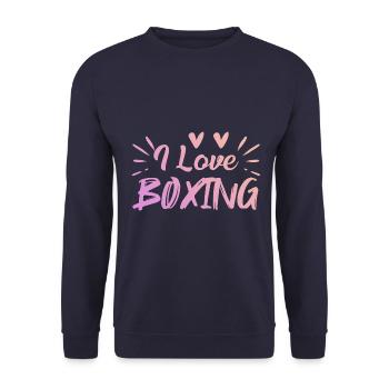 Ich liebe Boxen - Unisex Pullover - Navy - Vorne - Alina (178cm) & Michal (187cm)