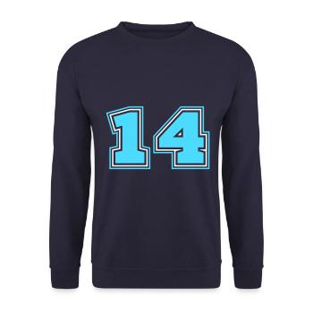 14 Numéro de numéro - Sweat-shirt Unisexe - marine - Devant - Alina (178cm) & Michal (187cm)