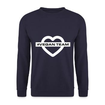 Vegan Team Herz - Unisex Pullover - Navy - Vorne - Alina (178cm) & Michal (187cm)