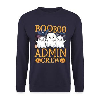 Admin uu Lustig Admin - Unisex Pullover - Navy - Vorne - Alina (178cm) & Michal (187cm)