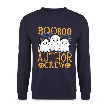 Autor uu Lustiger Autor - Unisex Pullover - Navy - Vorne - Alina (178cm) & Michal (187cm)