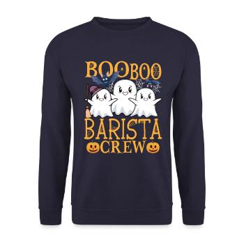 Barista uu Lustiger Barista - Unisex Pullover - Navy - Vorne - Alina (178cm) & Michal (187cm)