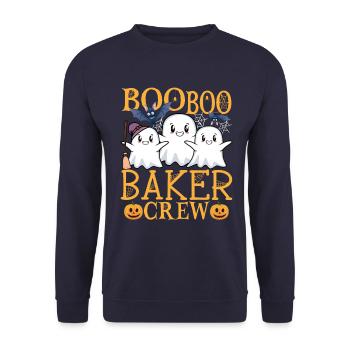 Bäcker uu Lustiger Bäcker - Unisex Pullover - Navy - Vorne - Alina (178cm) & Michal (187cm)