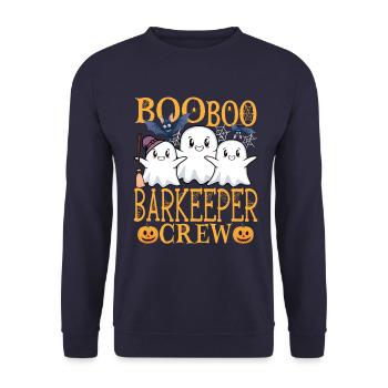 Barkeeper uu Lustiger Barkeeper - Unisex Pullover - Navy - Vorne - Alina (178cm) & Michal (187cm)