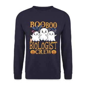 Biologe uu Lustiger Biologe - Unisex Pullover - Navy - Vorne - Alina (178cm) & Michal (187cm)