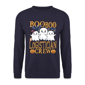 Logistiker uu Lustiger Logistiker - Unisex Pullover - Navy - Vorne - Alina (178cm) & Michal (187cm)